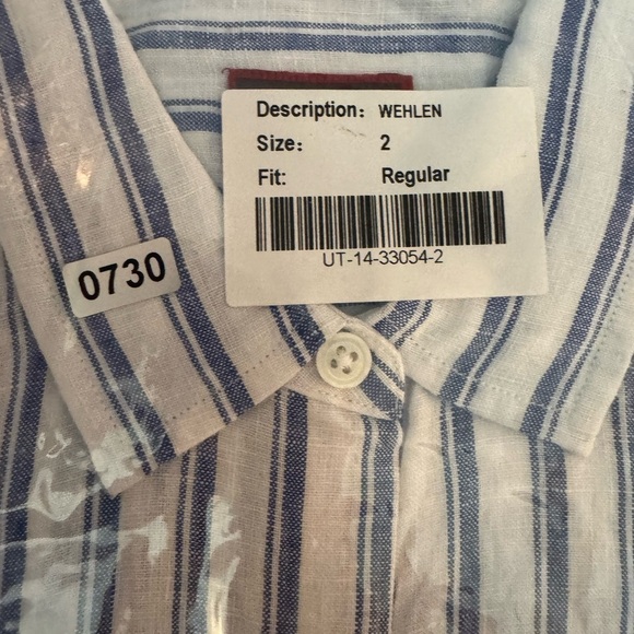 Untuckit Pinot Perse Long Sleeve Button Down Shirt Blue & White Stripe - Picture 9 of 10